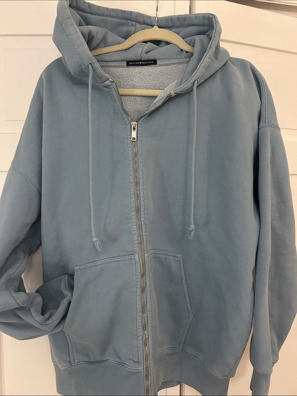 Brandy Melville Light Blue Zip-Up Hoodie